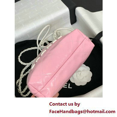 Chanel Patent Gradient Calfskin  &  Lacquered Metal 22 Mini Handbag AS3980 White  &  Light Pink 2025